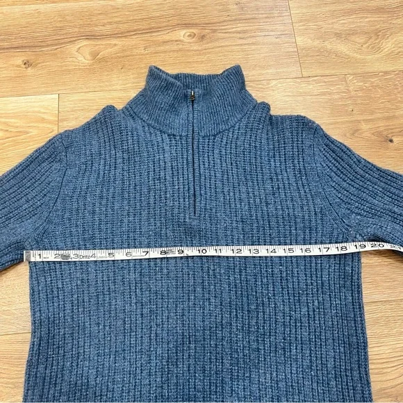 Banana Republic Wool Camel Hair Sweater Mens M Blue Gray 1/4 Zip Preppy - Picture 5 of 12